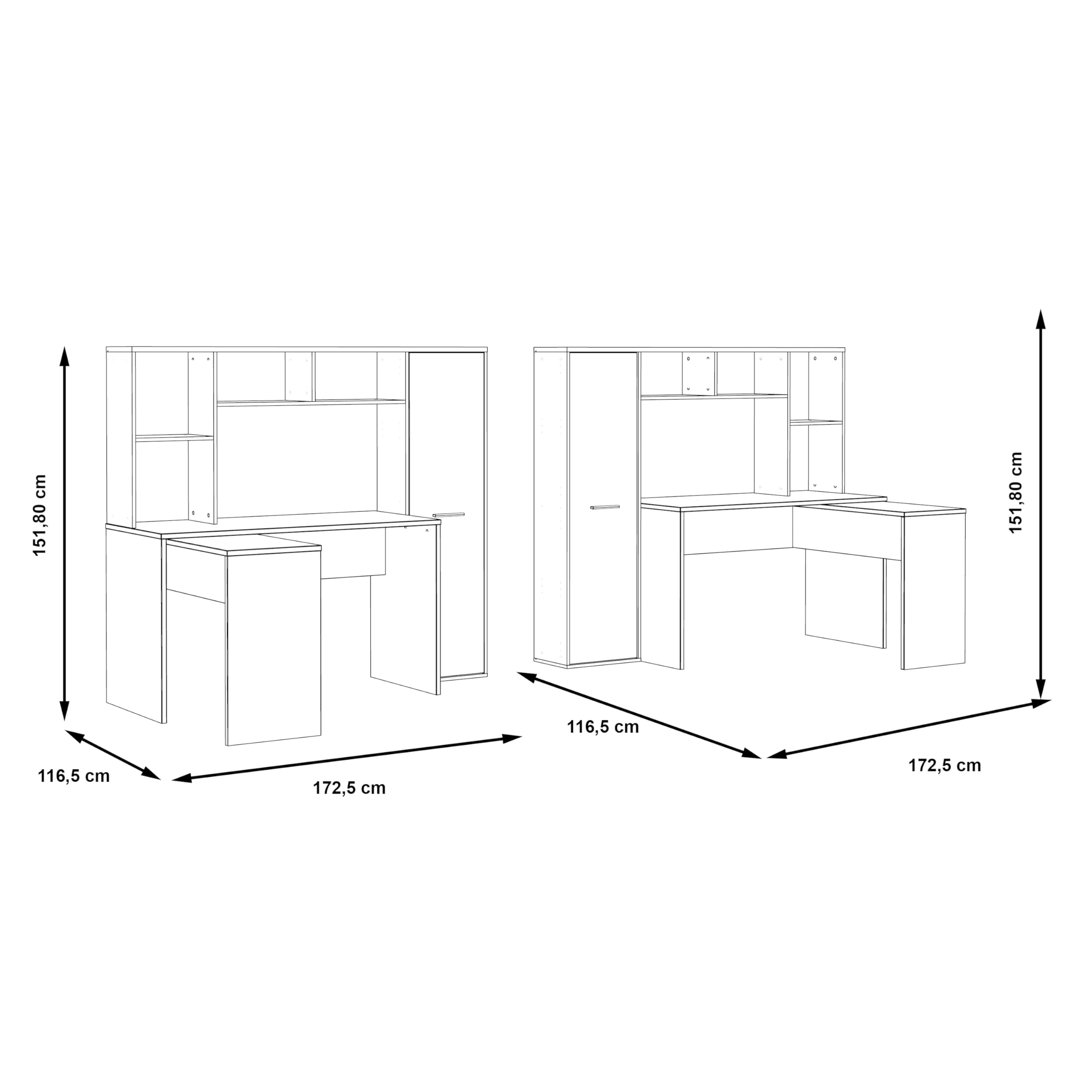 Forte Escritorio Eriadu, Material de Madera, Roble Sonoma/Blanco, An x Al x P: 173 x 152 x 116 cm