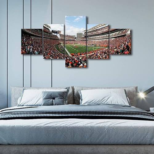 Vista 417 de Cuadros de estadios deportivos de fútbol americano de Minnesota, cuadros de vikingos, 5 paneles, lienzo para pared, arte de pared del estadio