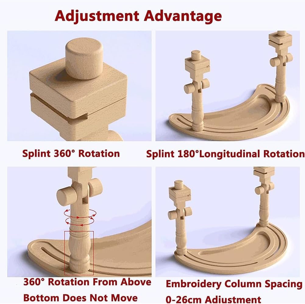 11-inch Embroidery Frame, Rotatable Hands-Free Cross-Stitch Hoop, 360-degree Rotating Telescopic Design, Beech Wood is Lightweight and Durable, Multi-Technique Embroidery Tool Storage