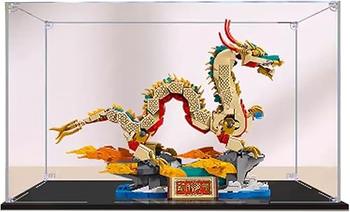 Caja de exhibición de acrílico compatible con Lego 80112 modelo de dragón de bienvenida de año nuevo chino, protectora, a prueba de polvo, modelo de