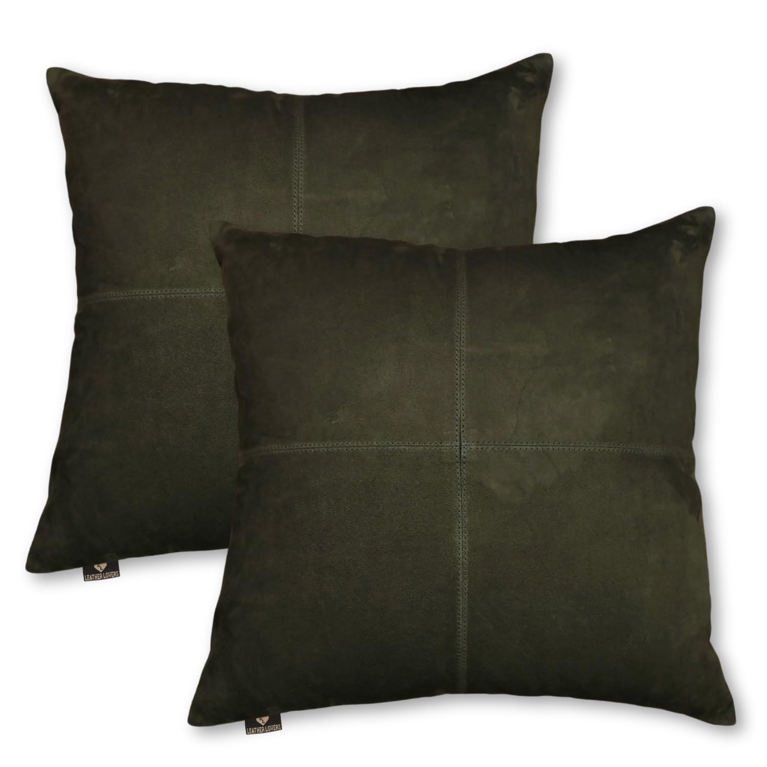 LL LEATHER LOVERS Genuine Suede Leather Pillow Cover, 22x22 Inch Case for Lumbar Throw Couch Pillows, Thick & Soft Cushion Covers for Sofa Bed Home