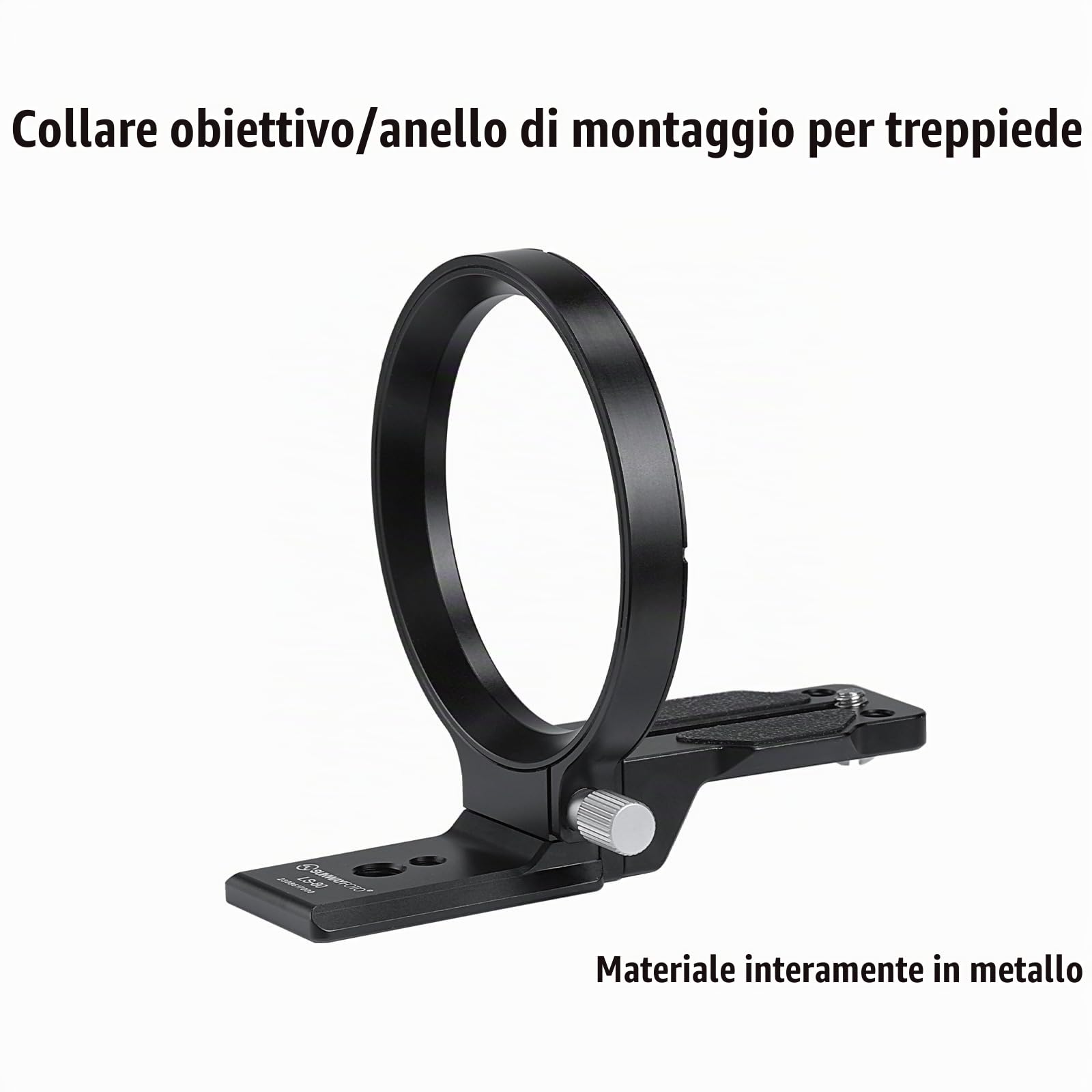 SUNWAYFOTO Anello girevole universale da 80 mm per DLSR, supporto per treppiede e piastra Arca Swiss, regolazione orizzontale e verticale