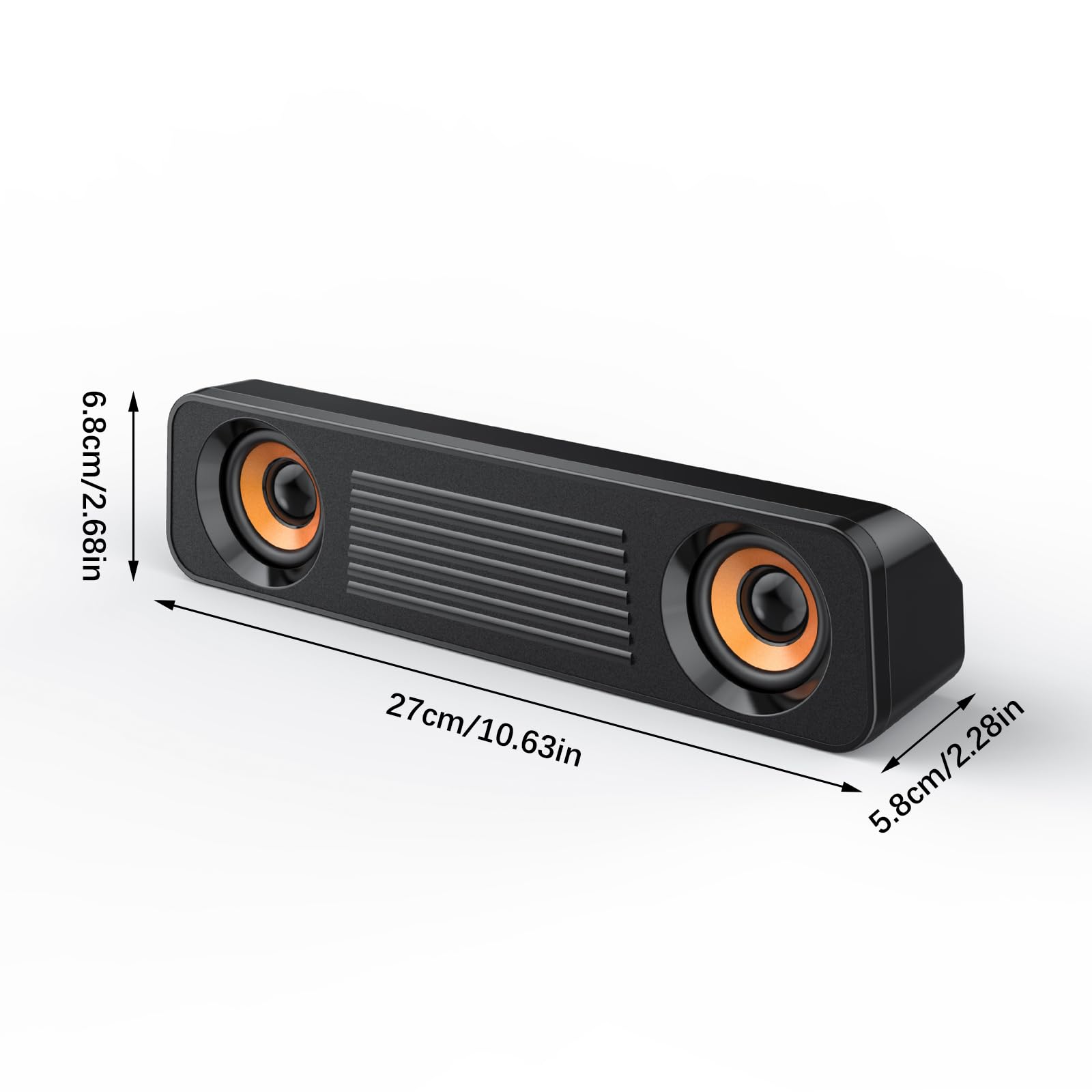Soundbar do telewizora, zasilany przez USB, przewodowy soundbar z ulepszonym basem, kompaktowy głośnik multimedialny do komputera, laptopa i monitora biurkowego, czarny