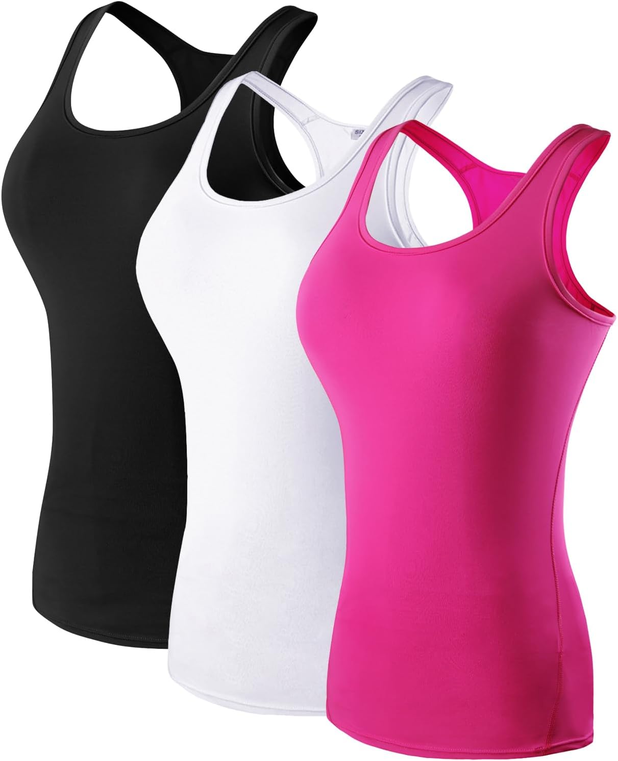 Yuerlian Women's Compression Base Layer Tank Top Workout Racerback Athletic Yoga Tanks Sleeveless Running 3 Pack