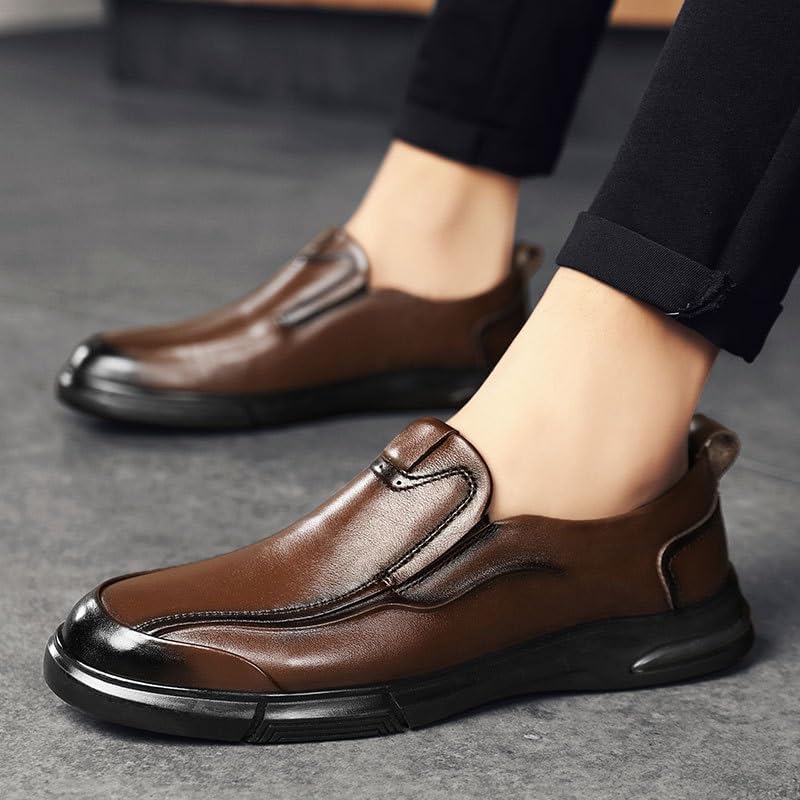 Men's Slip-on Loafers Shoes Business Dress Shoes Flat Bottom Non-Slip wear-Resistant Comfortable Breathable Wedding Shoes for Men