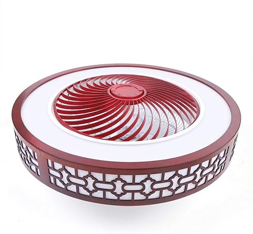 Miniatura 4 de Ventilador de techo invisible de 22 pulgadas con luz, lámpara LED moderna de montaje semiempotrado con control remoto, diseño de madera, cuchillas