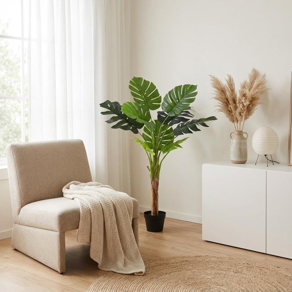 Monstera Deliciosa sztuczna roślina 120 cm – duża roślina dekoracyjna – bez pielęgnacji roślina pokojowa do salonu, biura i recepcji