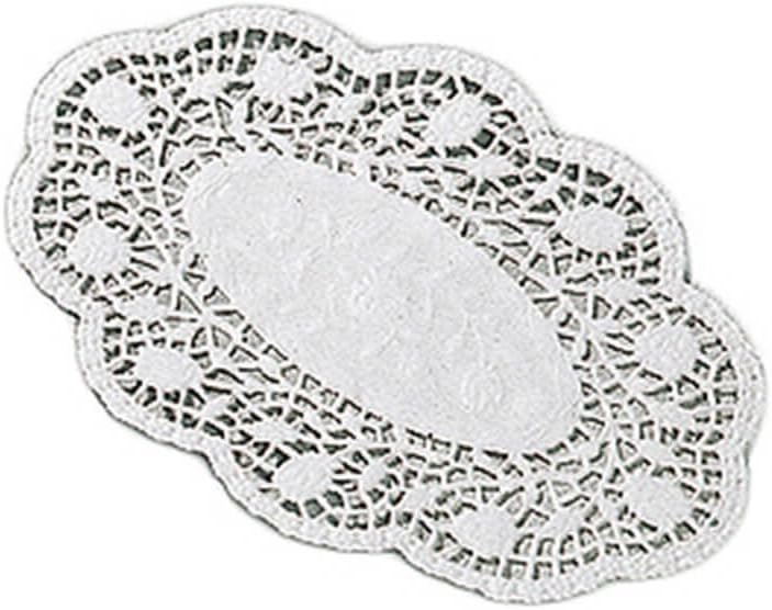 Paderno World Cuisine Paper Doilies, Oval Disposable Placemats, 9.5" X 6.62", 250PK White 47687-24