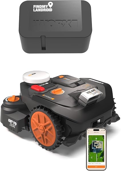 Robot tondeuse WORX Vision Cloud 2WD sans fil périphérique, 600 m², évitement d'obstacles par IA, navigation VSLAM + RTK Cloud