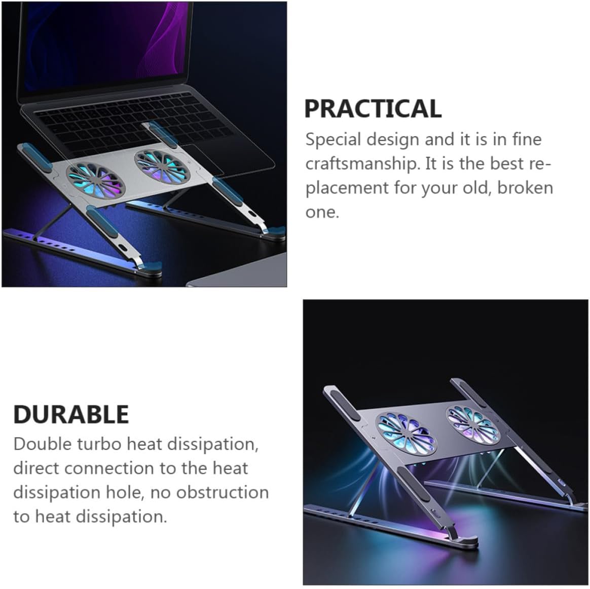 Holibanna Laptop Cooling Pad USB Powered Aluminum Alloy Adjustable with Efficient Heat Dissipation and Long Working Life Gaming Laptop Cooler Stand for Enhanced Ventilation and Comfortable