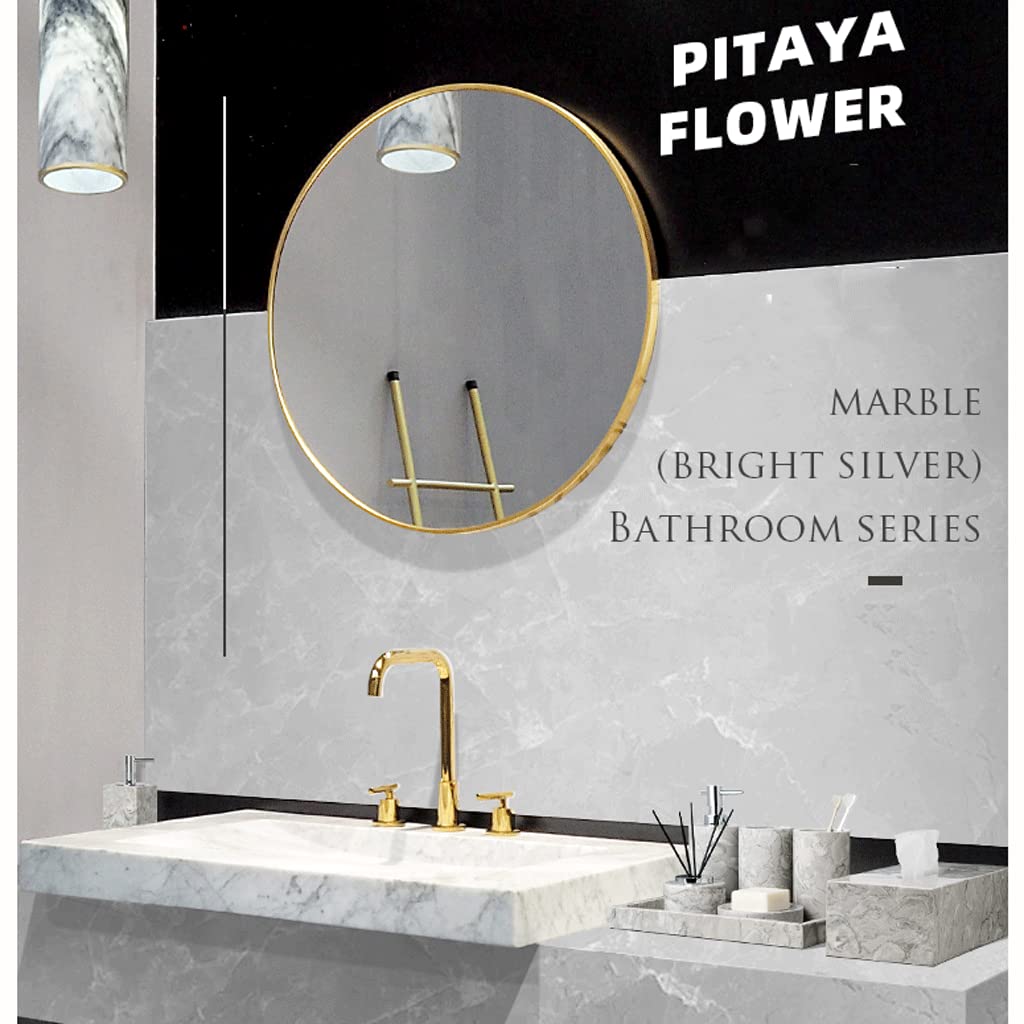 Juego de dispensador de jabón avanzado gris, juego de accesorios de baño de mármol, encimera de baño y decoración de cocina de estilo rústico, juego de soporte para cepillo de dientes poroso ade