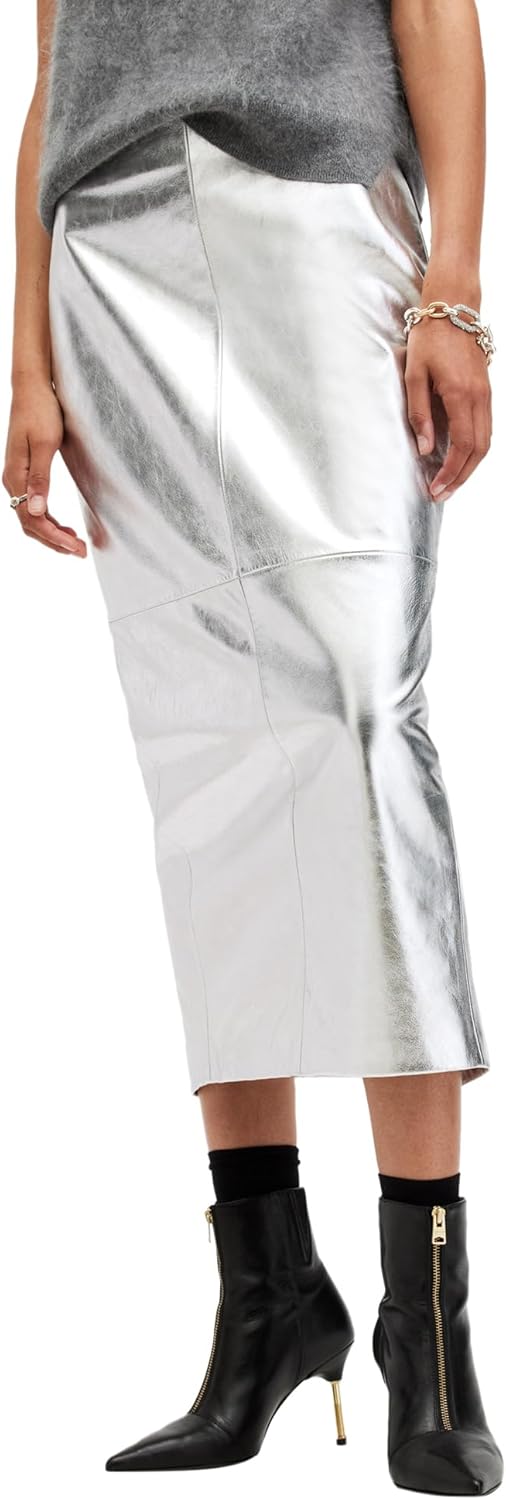AllSaints Women's Renai Slim Fit Leather Pencil Skirt - Image 4
