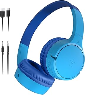 Belkin SoundForm Mini Wireless Headphones for Kids with Microphone, 30 Hours Playtime, Fun Stickers, Over Ear Headset for …