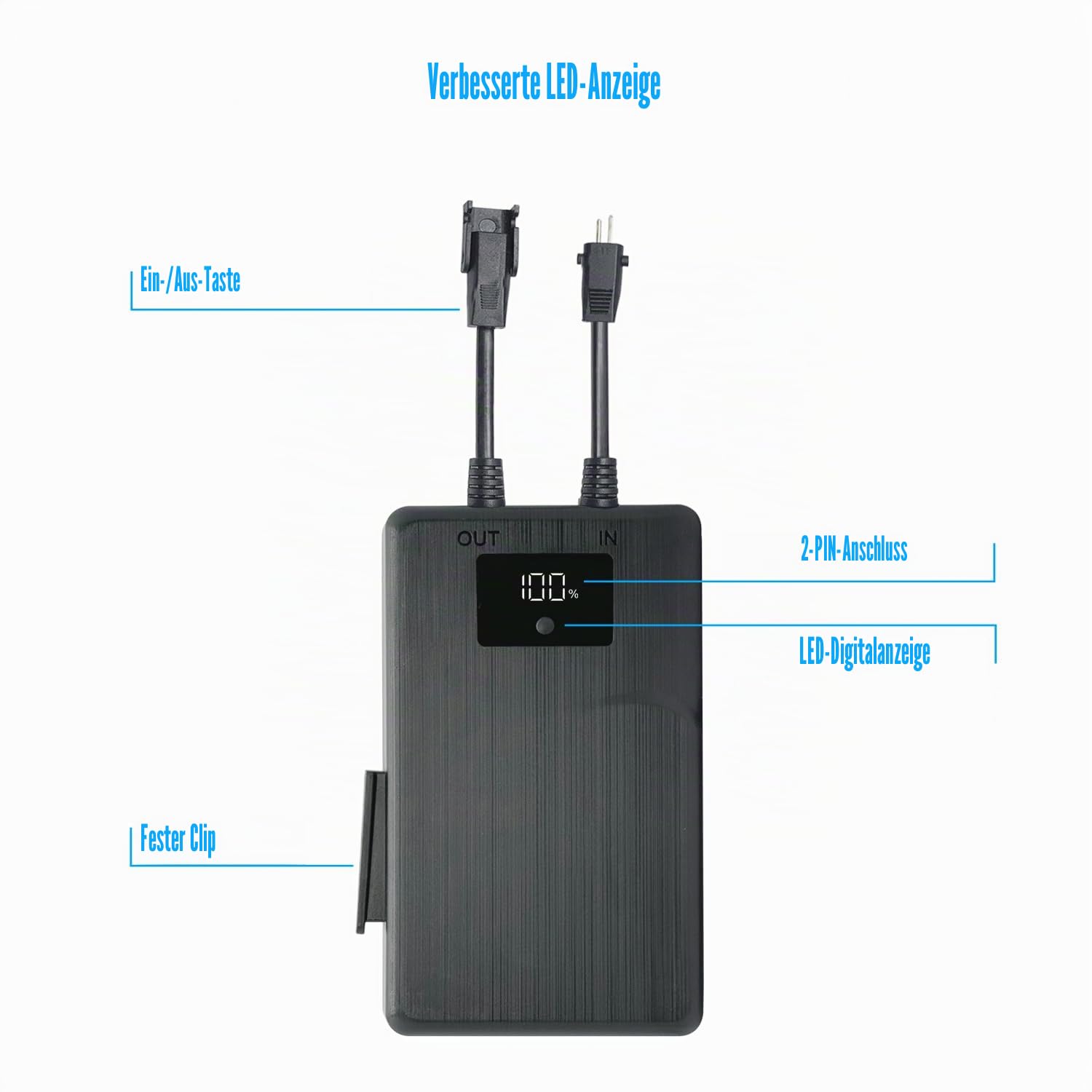 STAIGO Universal Akku-Pack für elektrisch verstellbare Sessel mit LED-Display für Liegemöbel, Sofa, Liftsessel, kabellos wiederaufladbar Akku-Pack für 2-Pin Elektrisch betriebene Möbel [25.2V 2500mAh]