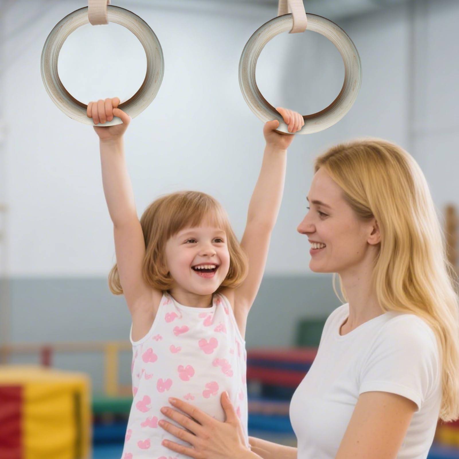 Genérico Anillas de Gimnasia - Par de Agarres para Dominadas | Anillas de Entrenamiento Integral,para Ejercicio en Interior/Exterior, Gimnasio en Casa y Fitness
