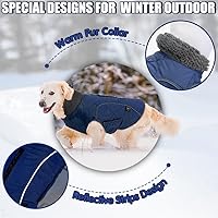 Vista 4 de EMUST Chamarras para perros, talla pequeña/mediana/grande, abrigo de invierno para perros grandes, azul oscuro, XL