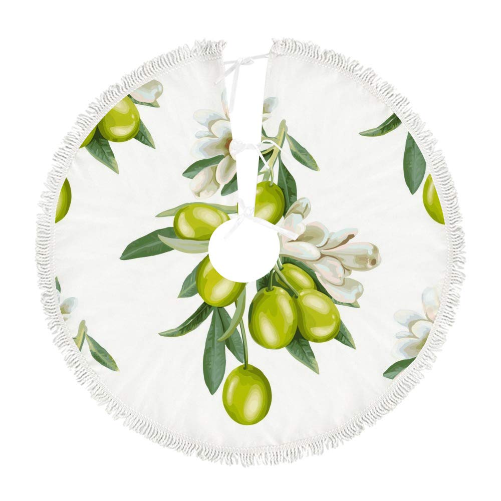 Tapis de sapin de Noël fleurs et olives ornement intérieur extérieur