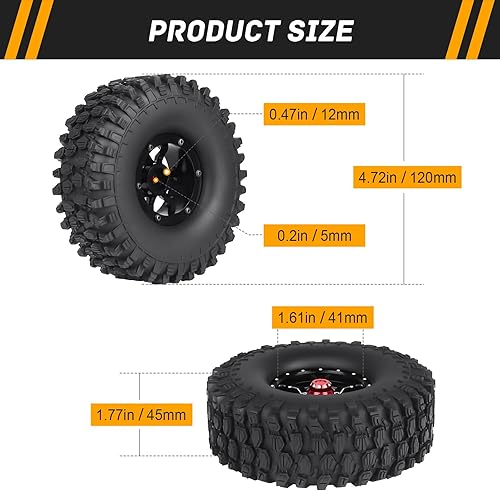 Miniatura 2 de Ruedas y neumáticos Beadlock de aluminio 1.9 con espuma para TRX4 Axial SCX10 II III RR10 Wraith Redcat Gen 8 Scout II RC4WD Escala 1/10 RC Crawler