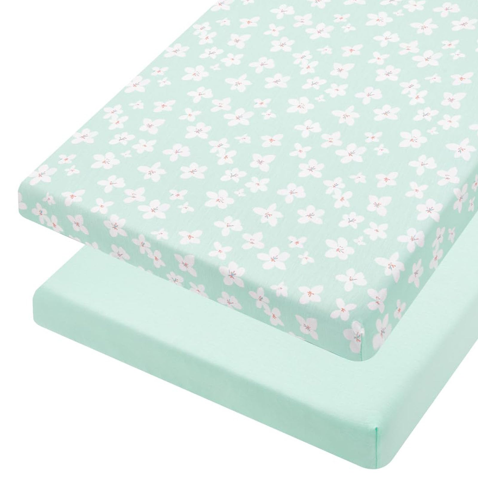 Draps-housses pour mini berceau TILLYOU lot de 2 en microfibre extensible 96.5x61 cm