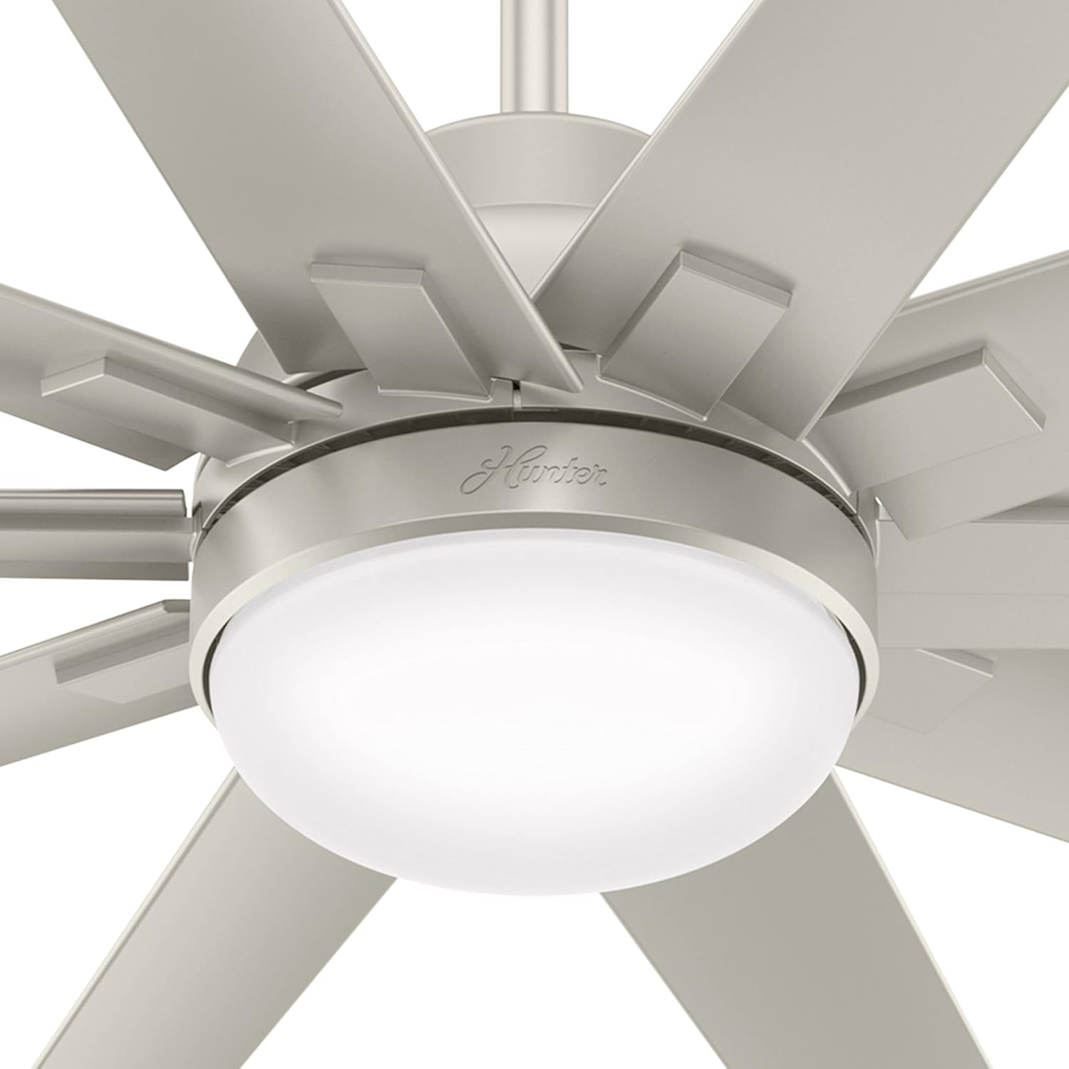 Hunter Fan 60 inch Contemporary Matte Nickel Finish Outdoor Ceiling Fan with Light Kit (Renewed)