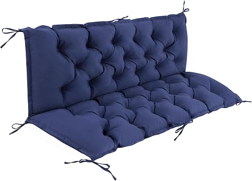 IASEAHK Porch Swing Cushions, Waterproof Swing Cushions for Outdoor Furniture, Patio Swing Cushion 3 Seater for Bench Seat, Glider, Settee, Loveseat, Wicker, 60×40×4 Inch, Navy Blue