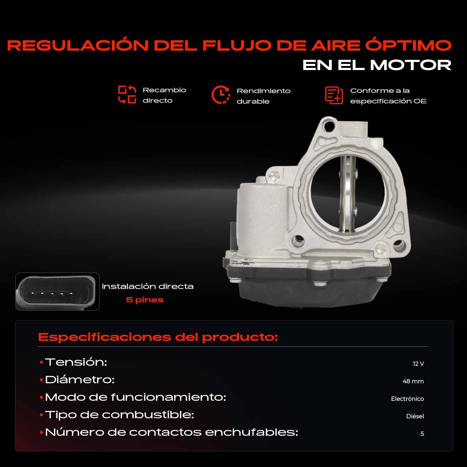 Frankberg Cuerpo del acelerador Compatible con A3 8P1 1.9L 2.0L 2003-2010 Altea 5P1 1.9L 2.0L 2004-2022 Ibiza III 6L1 1.4L 1.9L 2005-2009 Replace# 03G128063A