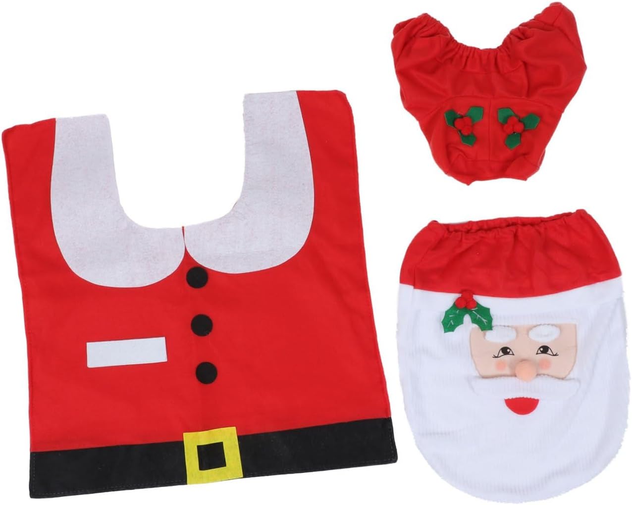 Santa Toilet Seat Cover Cloth Christmas Bathroom Decoration