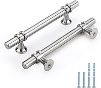 Vista 68 de Rergy Manijas de Gabinete Tiradores de Cajón y Pomos, Paquete de 5 Níquel Cepillado y Oro Centro de Orificio de 3 Pulgadas, Herrajes de Cocina