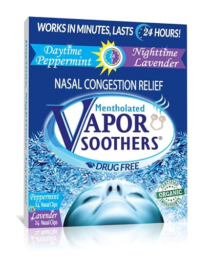 Mentholated Nasal Dilators for Breathing, Congestion, and Snoring - 28 Count Dual-Action Nose Inserts for Daytime and Nighttime - Hidden Nostril Opener Clips Last Up to 12 Hours - Peppermint/Lavender