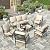 HERA'S HOUSE 7 Piece Patio Furniture Set, 4 x Metal Cushioned Chair, 2 x Cushioned Ottoman, 1 x 3-Seat Sofa, Outdoor Conversation Set for Lawn Garden Backyard