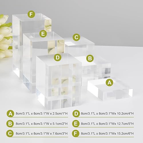 Miniatura 7 de Cubo de acrílico pulido transparente para fotos, bloques de visualización pulidos con borde, base de exhibición, pedestal sólido para figuras