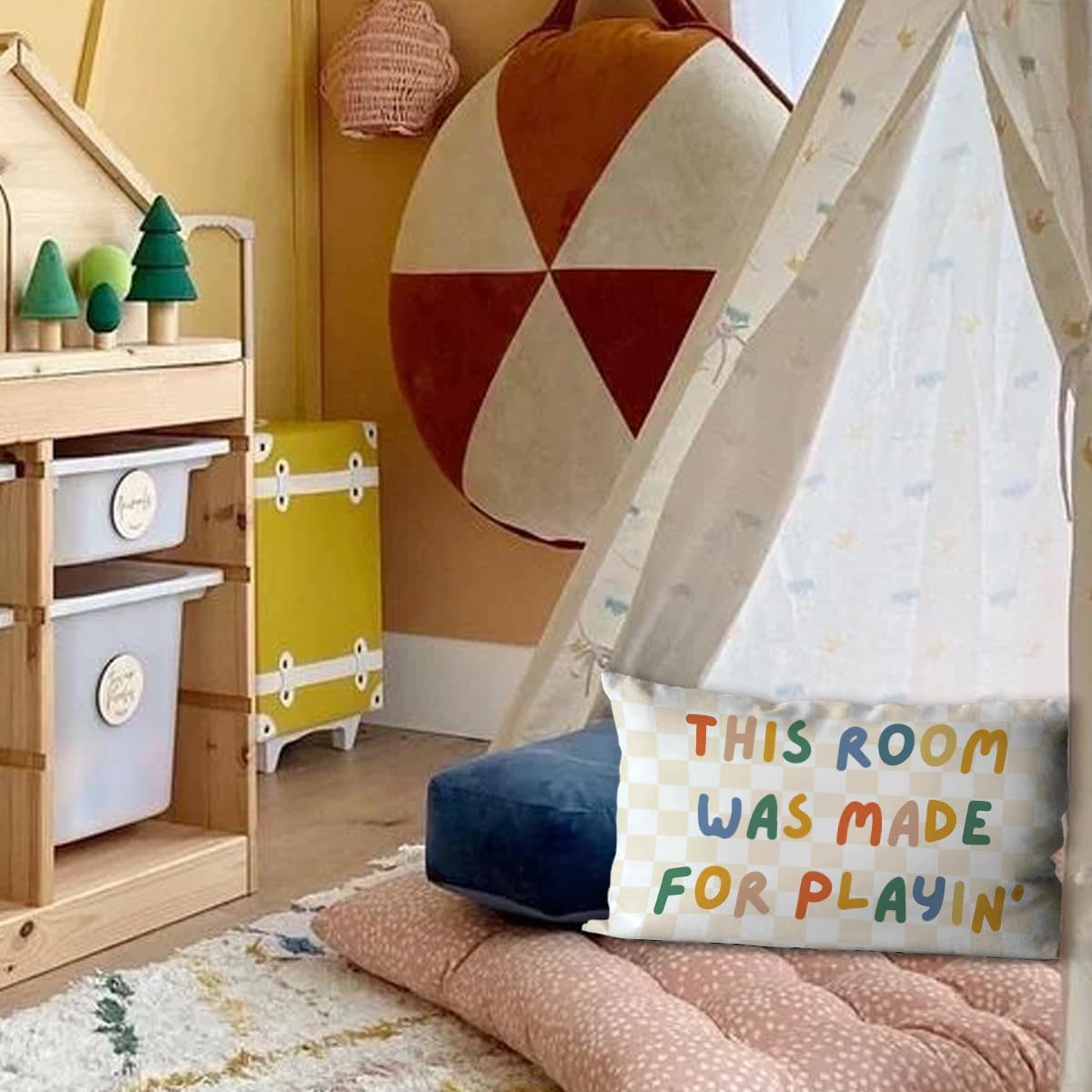 Playroom Nursery Toddler Room Decor Kids Pillow Cover 12x20 Inch