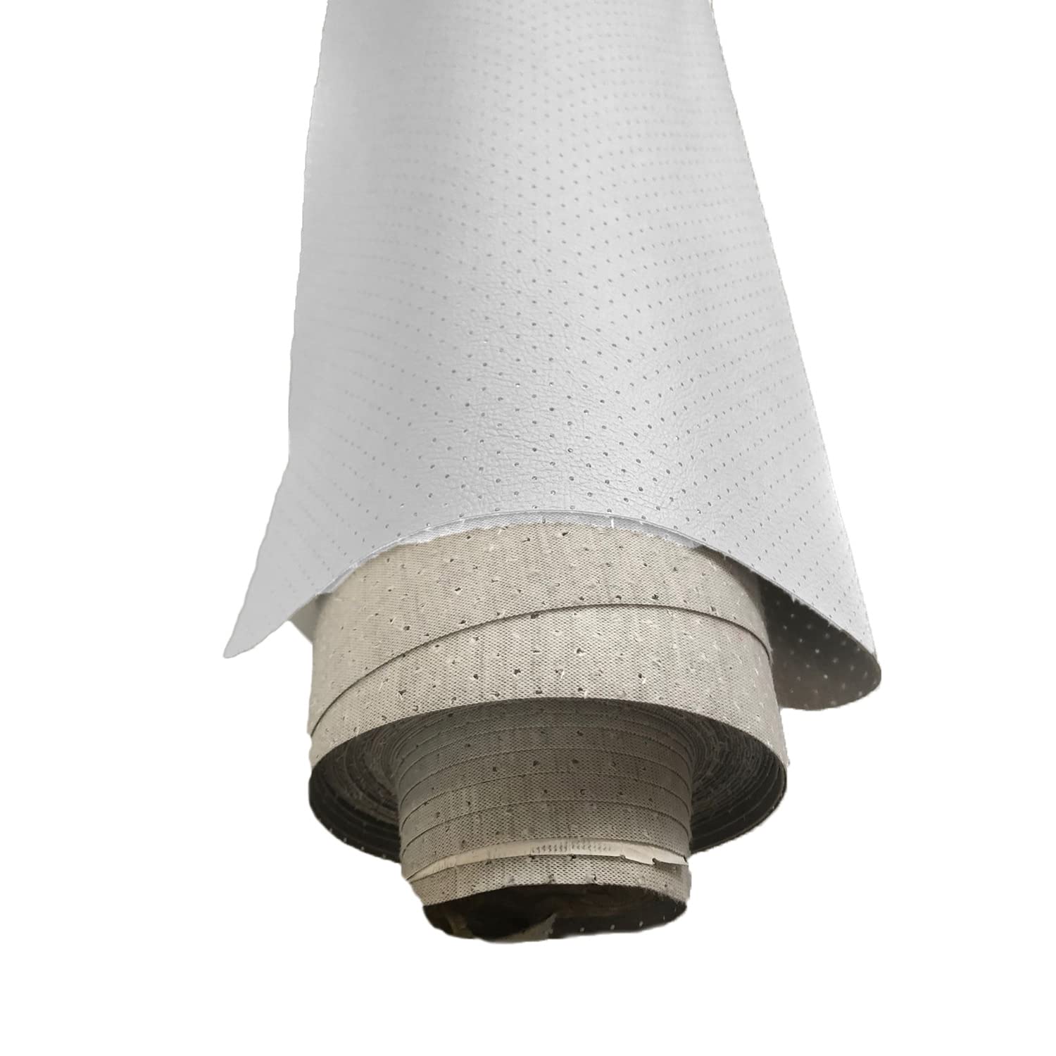 Perforated Leatherette Vinyl Fabric – Headlining Auto Material for Automotive – Upholstery Faux Leather for Camper Vans – Caravan Cloth Cars and Van Conversions (White - 1 Meter x 138cm)