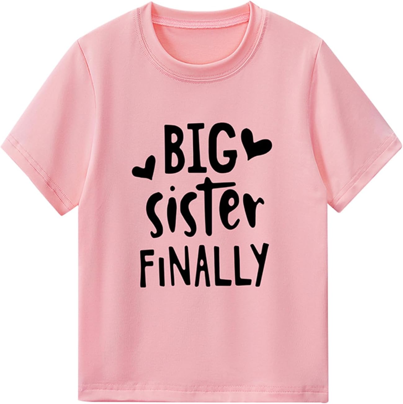 Kids Baby Girl Big Sister Again Finally Tees Tops Sibling Matching T Shirt Outfit Toddler Summer Clothes Birth Announcement Gift