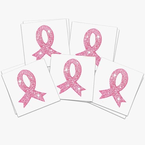 50 piezas de accesorios de concientización sobre el cáncer de mama, calcomanías de tatuaje con purpurina para la cara, calcomanías faciales