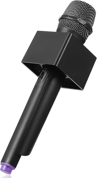 NUOBESTY Pretend Microphone with Stand Fake Microphone Prop with Square Cube Plastic Interview Mic Toy for Karaoke Stage Toddler Playset Toys