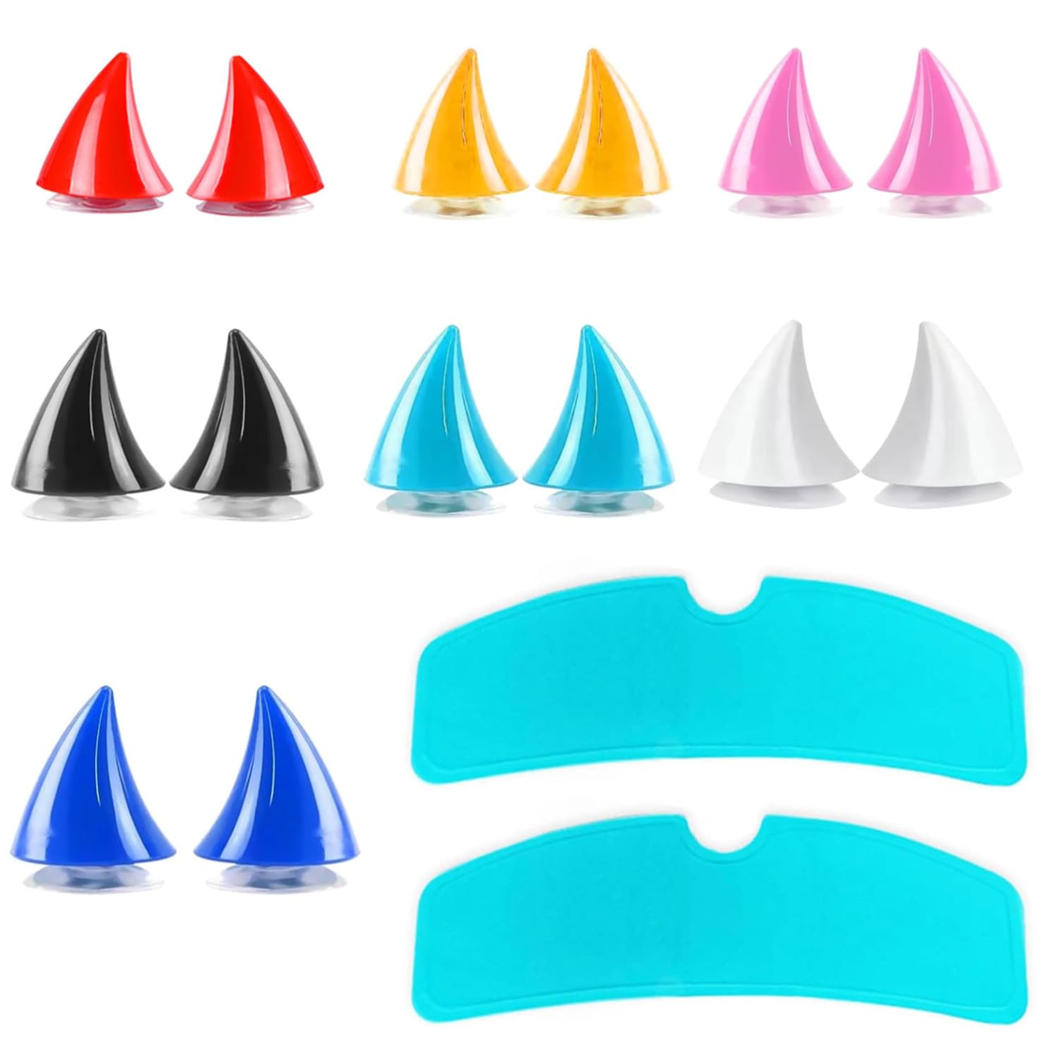 ZHAOYCSH 14pcs Motorcycle Helmet Decorations Horns with 2pcs Rain Protection Film - 7 Color Devil Horns Accessories Kit, Suction Cup Mount Helmet Stickers for Motorcycle/Bicycle/Electric Bike Helmets