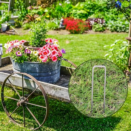 50 Stück Erdanker/Heringe Anti ROST,Erdanker Bodenanker für Gartenvlies, Unkrautvlies, Zaun & Zelt-150/200mm*40mm*Ø2.5mm Heringe Erdnägel Stabil Zeltheringe/U förmige Bodenhaken für Camping