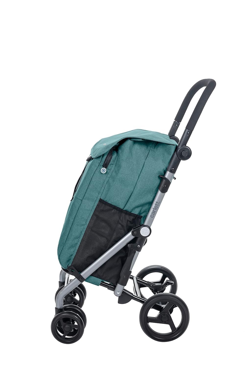 Carlett Carro de la Compra 4 Ruedas Plegable, Bolsa Extraíble de Gran Capacidad 53L/15Kg y Bolsa Térmica 10L, Manillar Regulable, Freno de Seguridad, Convertible a 2 Ruedas, Classic Duo, Color Verde