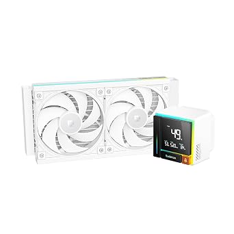 Sudokoo ENERGLO-240 White Liquid Cooler Data Display & PWM Pump Equipped 240mm AIO CPU Cooler - Compatible with Intel LGA 1851/1700/1200/115X & AMD AM5/AM4 2 x 120mm Water Cooling Unit