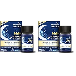 Mommy’s Bliss Kids Sleep Chewable Tablets, Contains Melatonin, Magnesium & Calming Herbs, Natural Sleep Aid, Grape Flavor, Sugar Free, Age 3+ (35 Servings), 35 Count (Pack of 2)