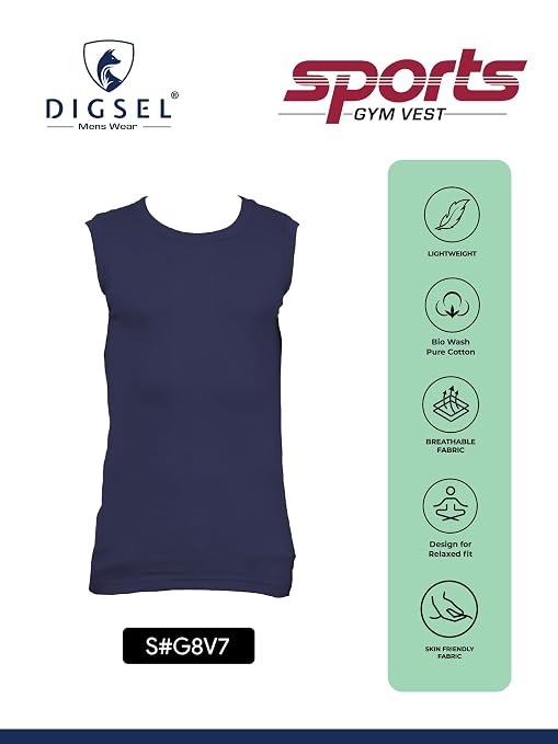 GO TREKS Mens Gym Vest-G8V7 Super Combed Cotton Rich Regular Fit