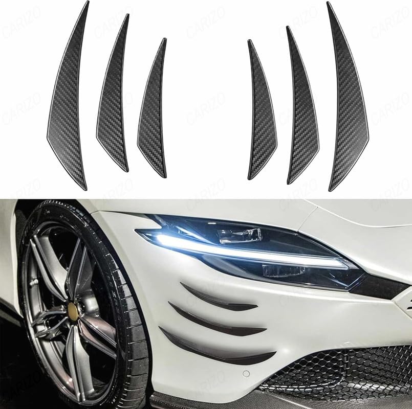 HUUSO Pack Car Front Bumper Knife Splitter Carbon Fiber Exterior Soft  Fins Anti Collision Sticker Accessories Compatible with Honda CRV (Type-II)
