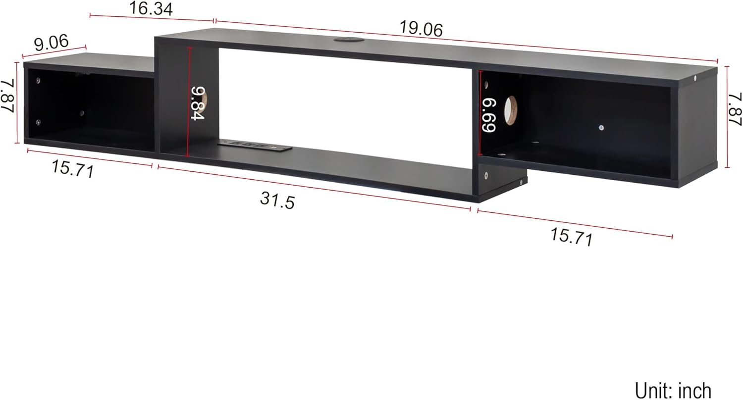 Floating TV Stand Wall Mounted with LED Lights, Modern Floating Entertainment Center for 75 Inch TV, High Gloss Floating TV Shelf with Storage Cabinet for Living Room, Bedroom, Black