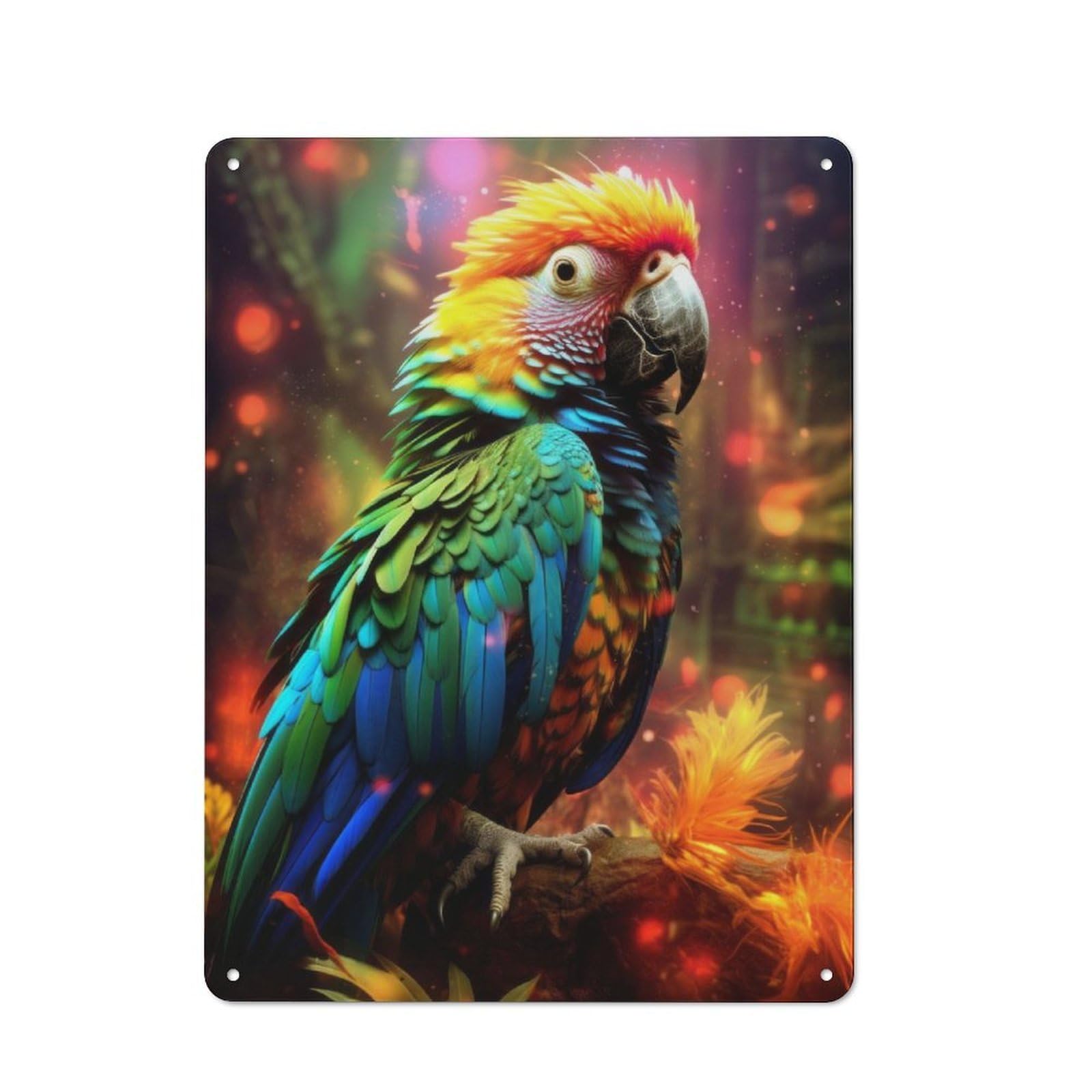 Junmoney Majestic Parrot On Ground Rustic Metal Sign 40X30cm Featuring For Hallway Wall, For Collectors Decorating Hallways And Entrance Areas