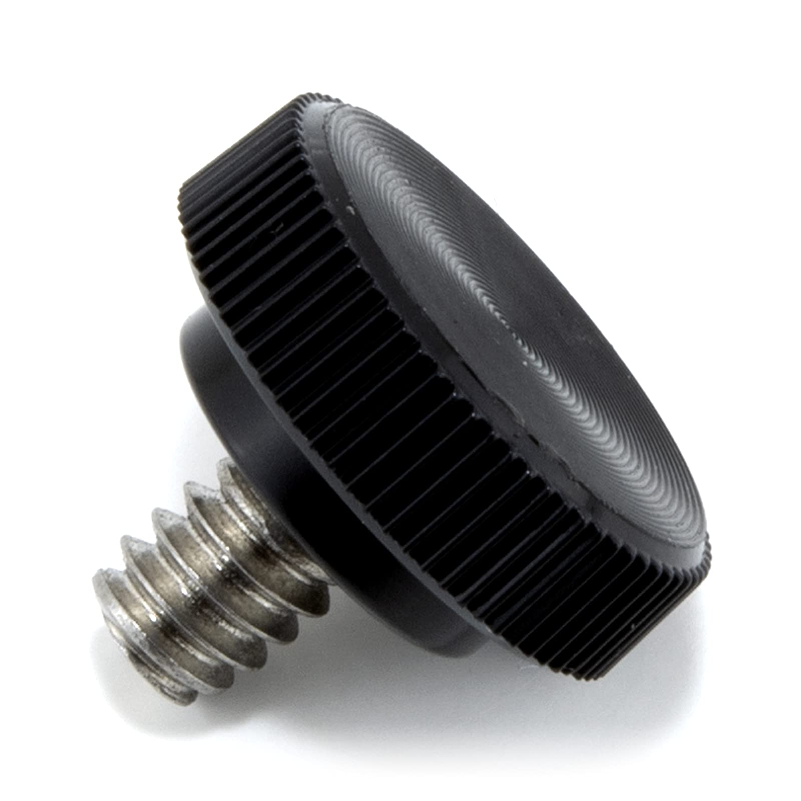 #10-24 x 1/4" Thumb Screw Stainless Steel - Black Knurled Round Plastic Knob - Standard/Coarse Thread Thumbscrew - Length: 0.250" - Proudly Built in