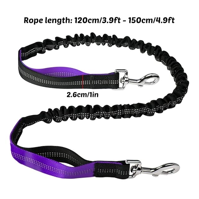 Foto 4 de 8 de DONGKER Correa elástica para perro, 1,2 m/1,5 m, cintura giratoria de 360º, correa de perro de doble mango