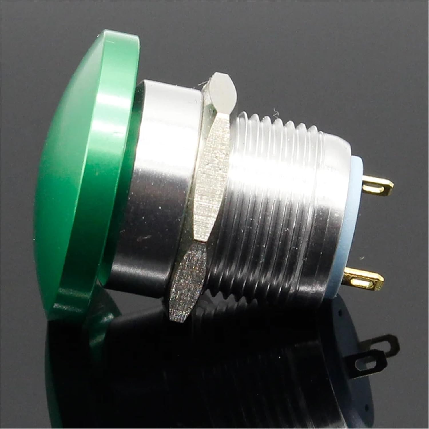 16mm Metal Self-Reset Button Switch Often Open Green Screw Current 5A 1Pcs(Momentary)