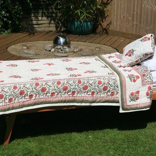 Buy Natural quilts Poppy Bouquet Regular Quillow, multicolour Online at Low Prices in India