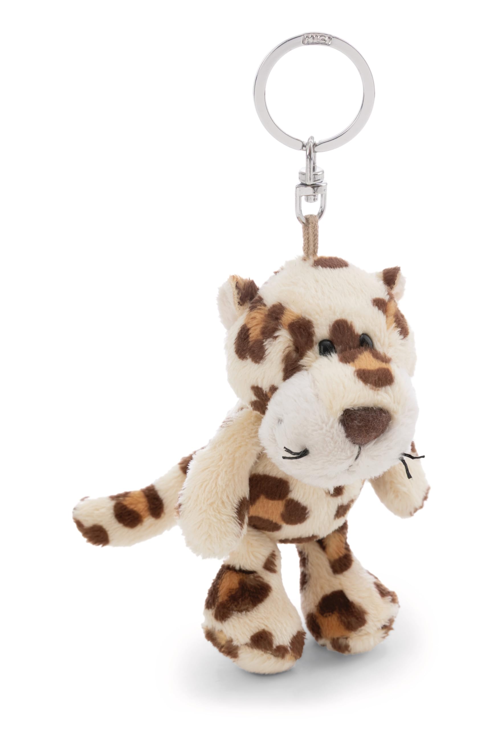 NICI 62396 Leopard Keyring, Loyal Plush Companion for Rucksack or Bag, Key Holder for Children and Adults, Beige, 10 cm
